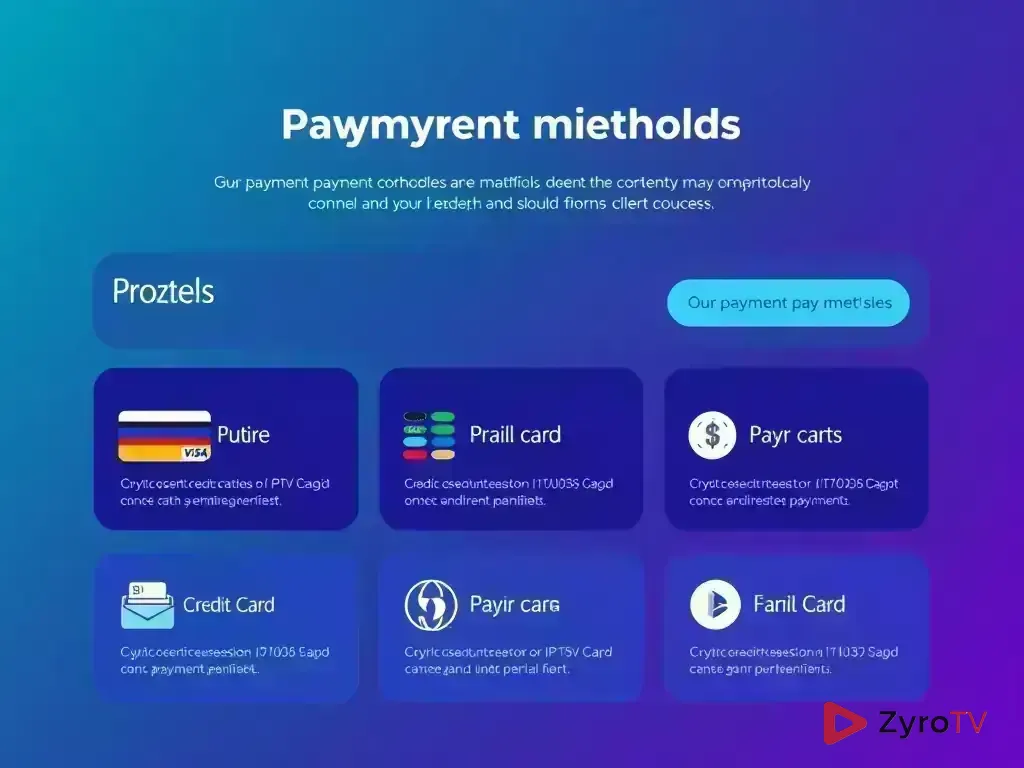 Overview of available payment methods for ZyroTV