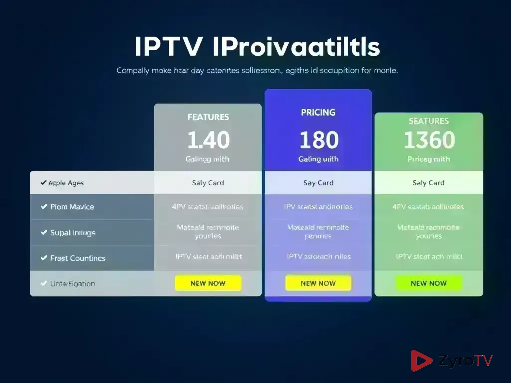 Visual comparison of ZyroTV pricing tiers