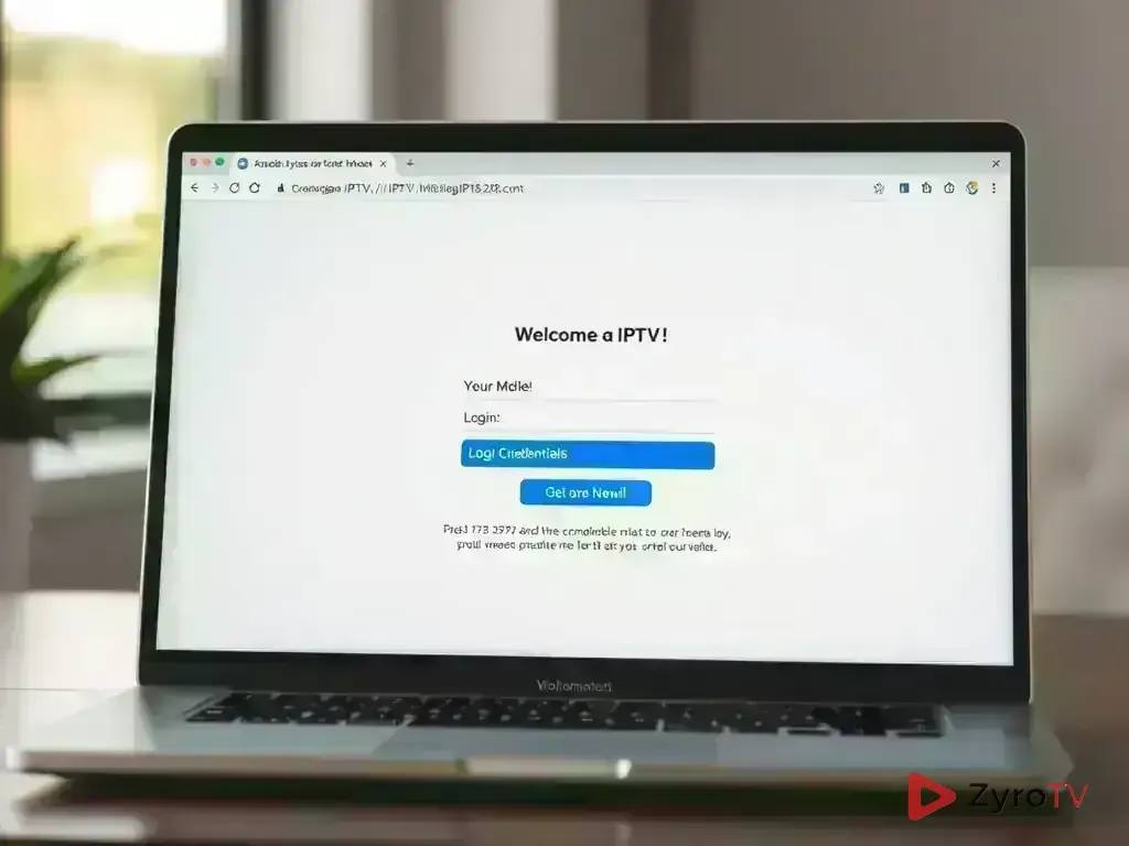 Welcome email showing ZyroTV login credentials